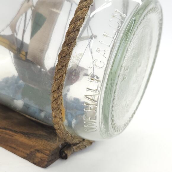 Vtg Ship in a Bottle Nautical Sail Model Miniature Art Nautical 10.5"W MCM - Picture 9 of 10